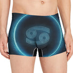 Blue Cancer Zodiac Sign Print Men's Boxer Briefs