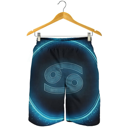 Blue Cancer Zodiac Sign Print Men's Shorts