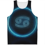 Blue Cancer Zodiac Sign Print Men's Tank Top