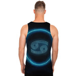 Blue Cancer Zodiac Sign Print Men's Tank Top