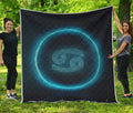 Blue Cancer Zodiac Sign Print Quilt