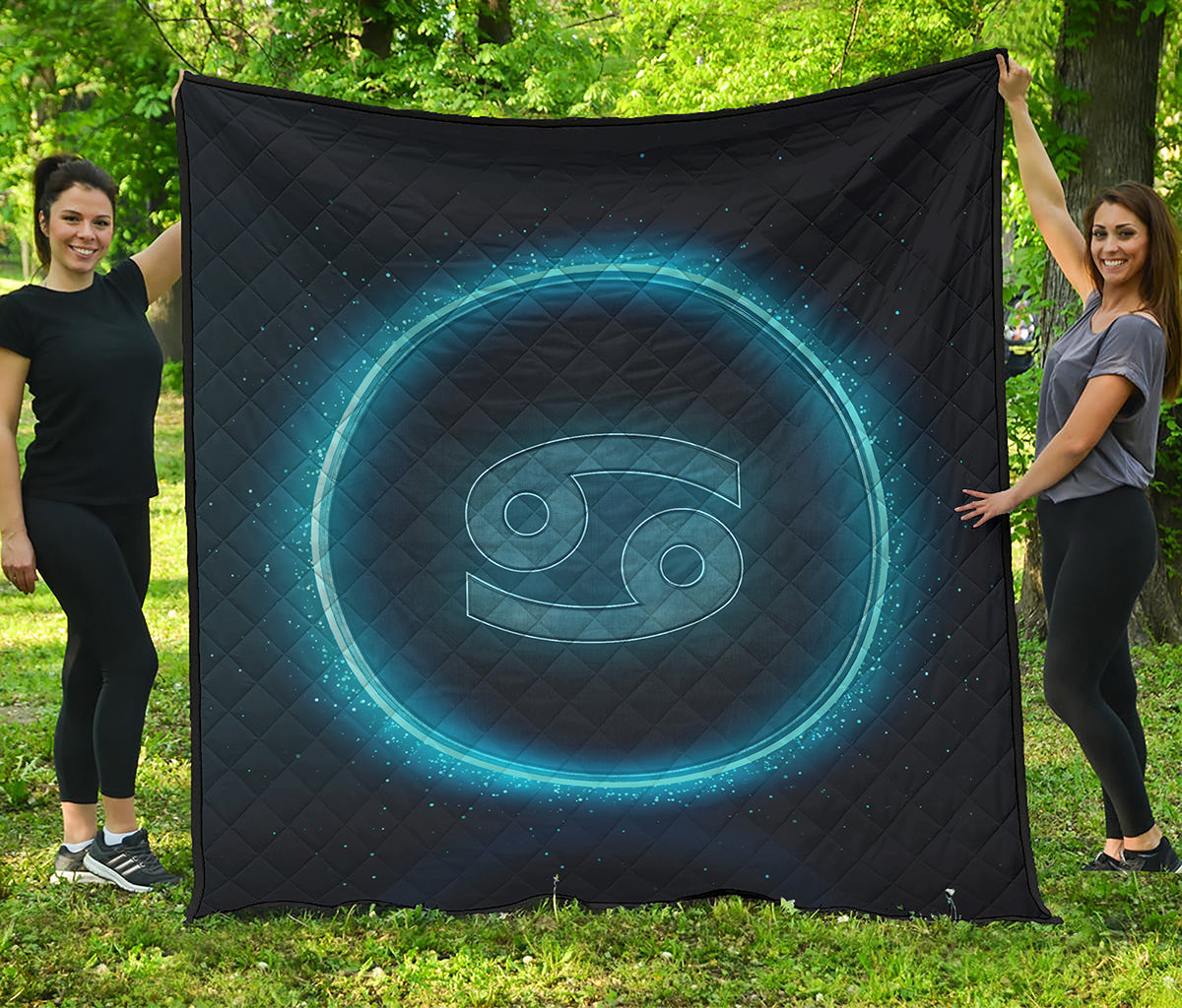Blue Cancer Zodiac Sign Print Quilt