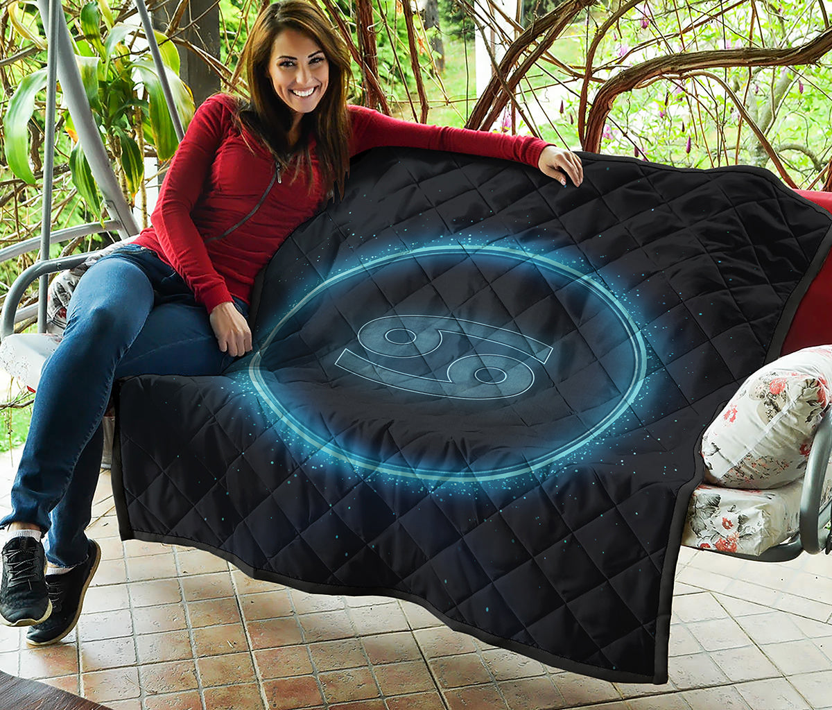 Blue Cancer Zodiac Sign Print Quilt