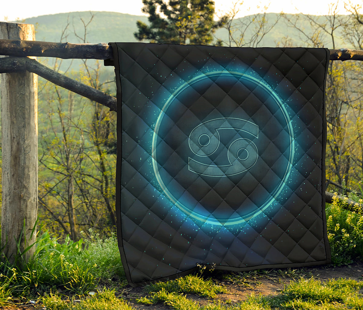 Blue Cancer Zodiac Sign Print Quilt