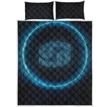 Blue Cancer Zodiac Sign Print Quilt Bed Set