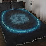 Blue Cancer Zodiac Sign Print Quilt Bed Set