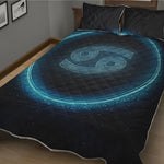 Blue Cancer Zodiac Sign Print Quilt Bed Set