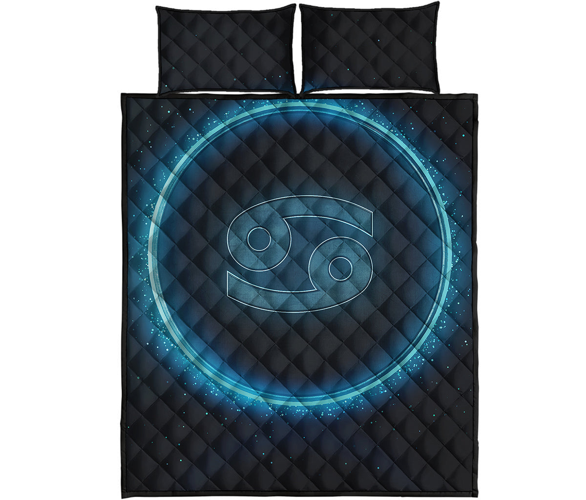 Blue Cancer Zodiac Sign Print Quilt Bed Set