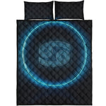 Blue Cancer Zodiac Sign Print Quilt Bed Set