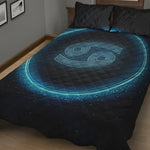 Blue Cancer Zodiac Sign Print Quilt Bed Set
