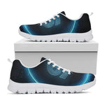 Blue Cancer Zodiac Sign Print White Sneakers