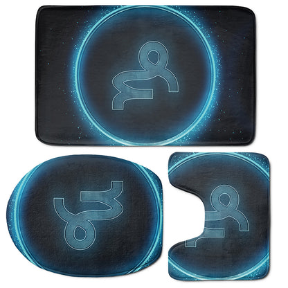 Blue Capricorn Zodiac Sign Print 3 Piece Bath Mat Set