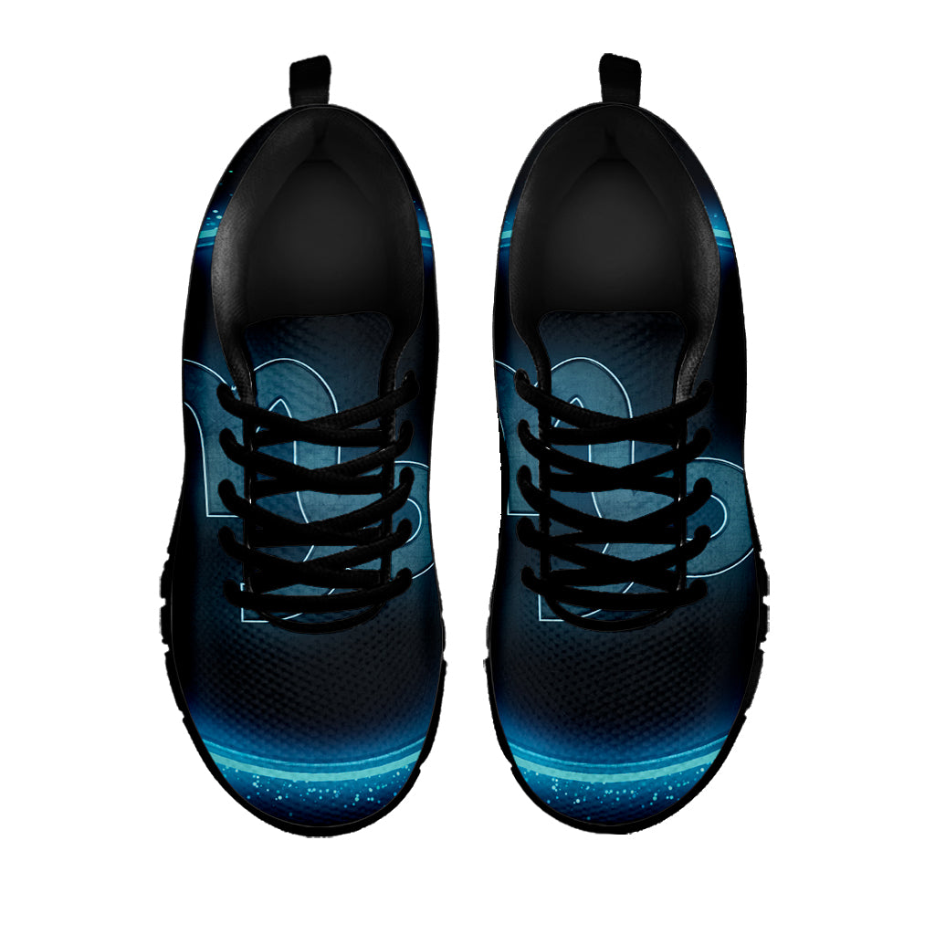 Blue Capricorn Zodiac Sign Print Black Sneakers
