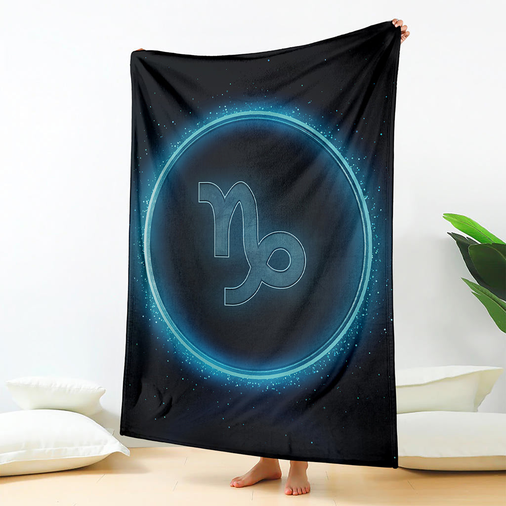Blue Capricorn Zodiac Sign Print Blanket