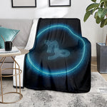 Blue Capricorn Zodiac Sign Print Blanket