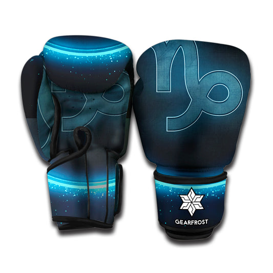 Blue Capricorn Zodiac Sign Print Boxing Gloves