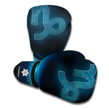 Blue Capricorn Zodiac Sign Print Boxing Gloves