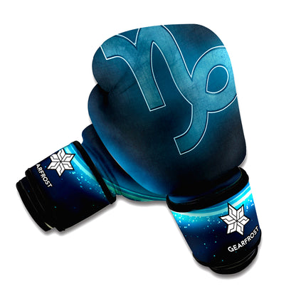 Blue Capricorn Zodiac Sign Print Boxing Gloves