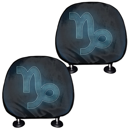 Blue Capricorn Zodiac Sign Print Car Headrest Covers