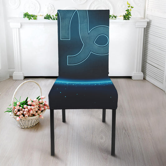 Blue Capricorn Zodiac Sign Print Dining Chair Slipcover
