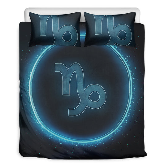 Blue Capricorn Zodiac Sign Print Duvet Cover Bedding Set