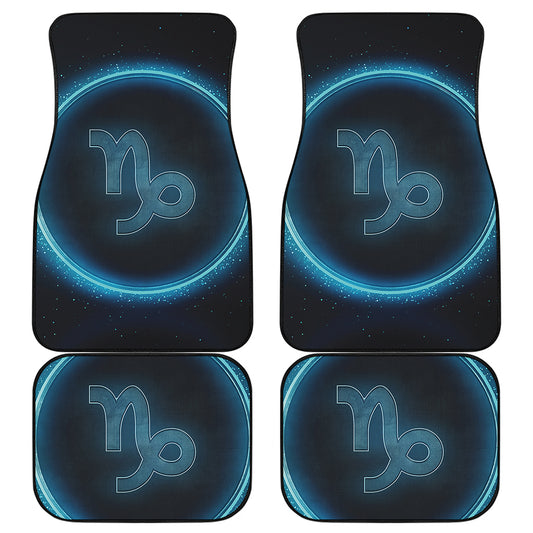 Blue Capricorn Zodiac Sign Print Front and Back Car Floor Mats