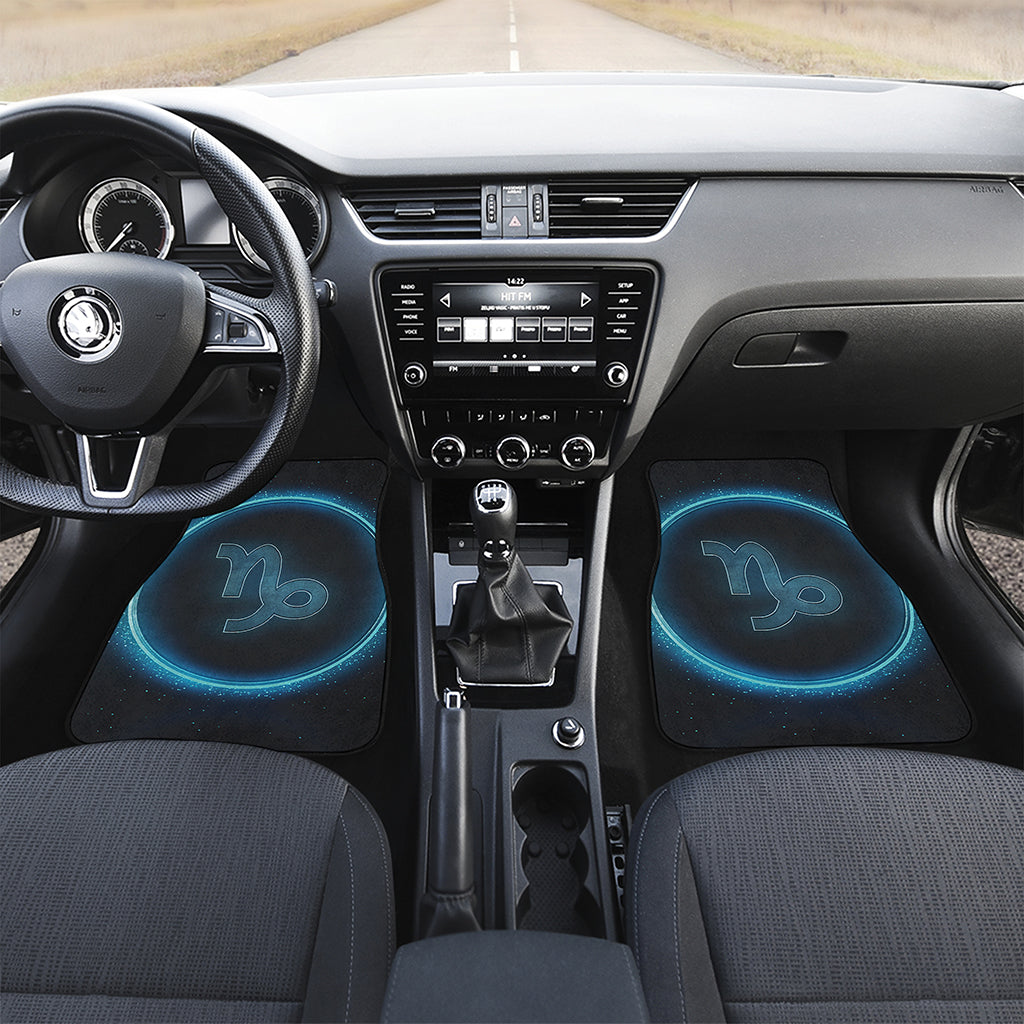 Blue Capricorn Zodiac Sign Print Front and Back Car Floor Mats