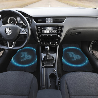 Blue Capricorn Zodiac Sign Print Front and Back Car Floor Mats