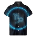 Blue Capricorn Zodiac Sign Print Men's Short Sleeve Shirt