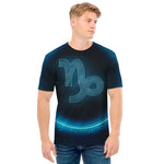 Blue Capricorn Zodiac Sign Print Men's T-Shirt