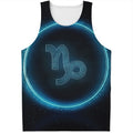 Blue Capricorn Zodiac Sign Print Men's Tank Top
