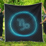 Blue Capricorn Zodiac Sign Print Quilt