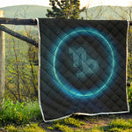 Blue Capricorn Zodiac Sign Print Quilt