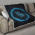 Blue Capricorn Zodiac Sign Print Quilt