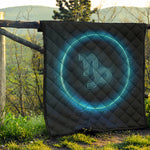 Blue Capricorn Zodiac Sign Print Quilt