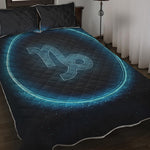 Blue Capricorn Zodiac Sign Print Quilt Bed Set