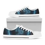 Blue Capricorn Zodiac Sign Print White Low Top Shoes