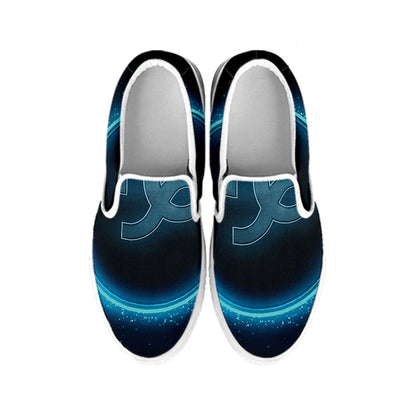 Blue Capricorn Zodiac Sign Print White Slip On Shoes
