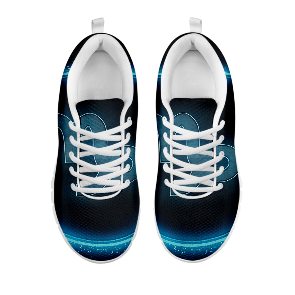 Blue Capricorn Zodiac Sign Print White Sneakers