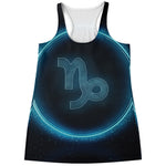 Blue Capricorn Zodiac Sign Print Women's Racerback Tank Top
