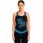 Blue Capricorn Zodiac Sign Print Women's Racerback Tank Top