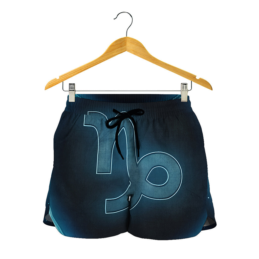 Blue Capricorn Zodiac Sign Print Women's Shorts