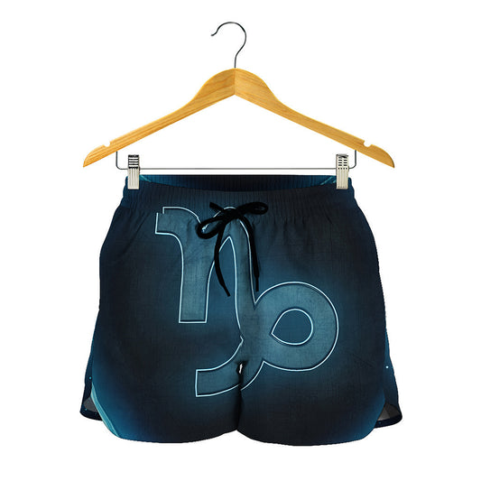 Blue Capricorn Zodiac Sign Print Women's Shorts