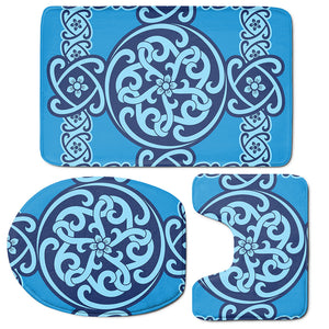 Blue Celtic Symbol Print 3 Piece Bath Mat Set