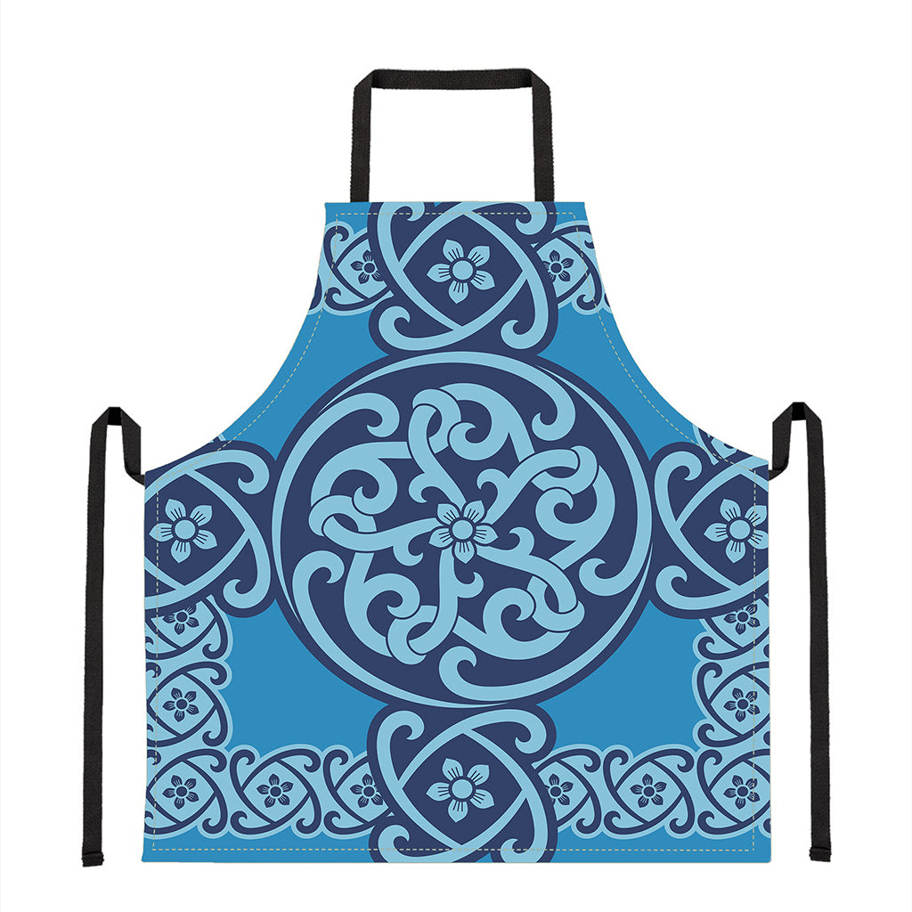 Blue Celtic Symbol Print Apron