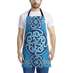 Blue Celtic Symbol Print Apron