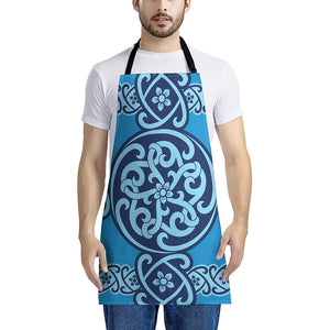 Blue Celtic Symbol Print Apron