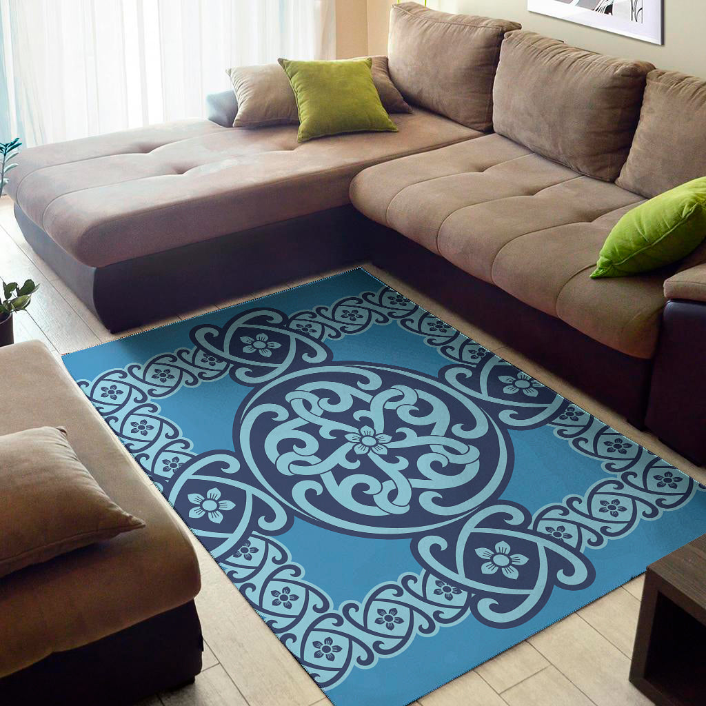 Blue Celtic Symbol Print Area Rug