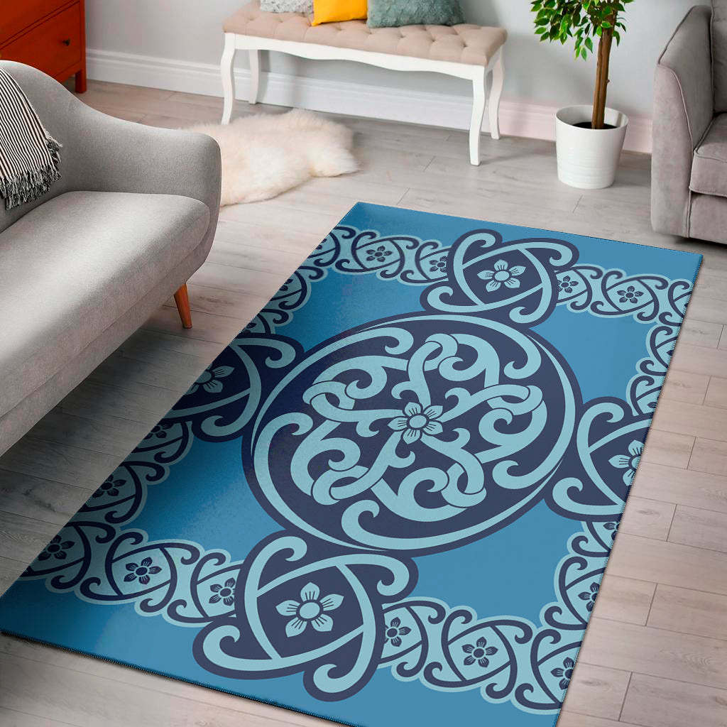 Blue Celtic Symbol Print Area Rug