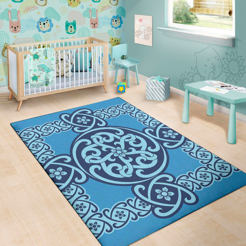 Blue Celtic Symbol Print Area Rug